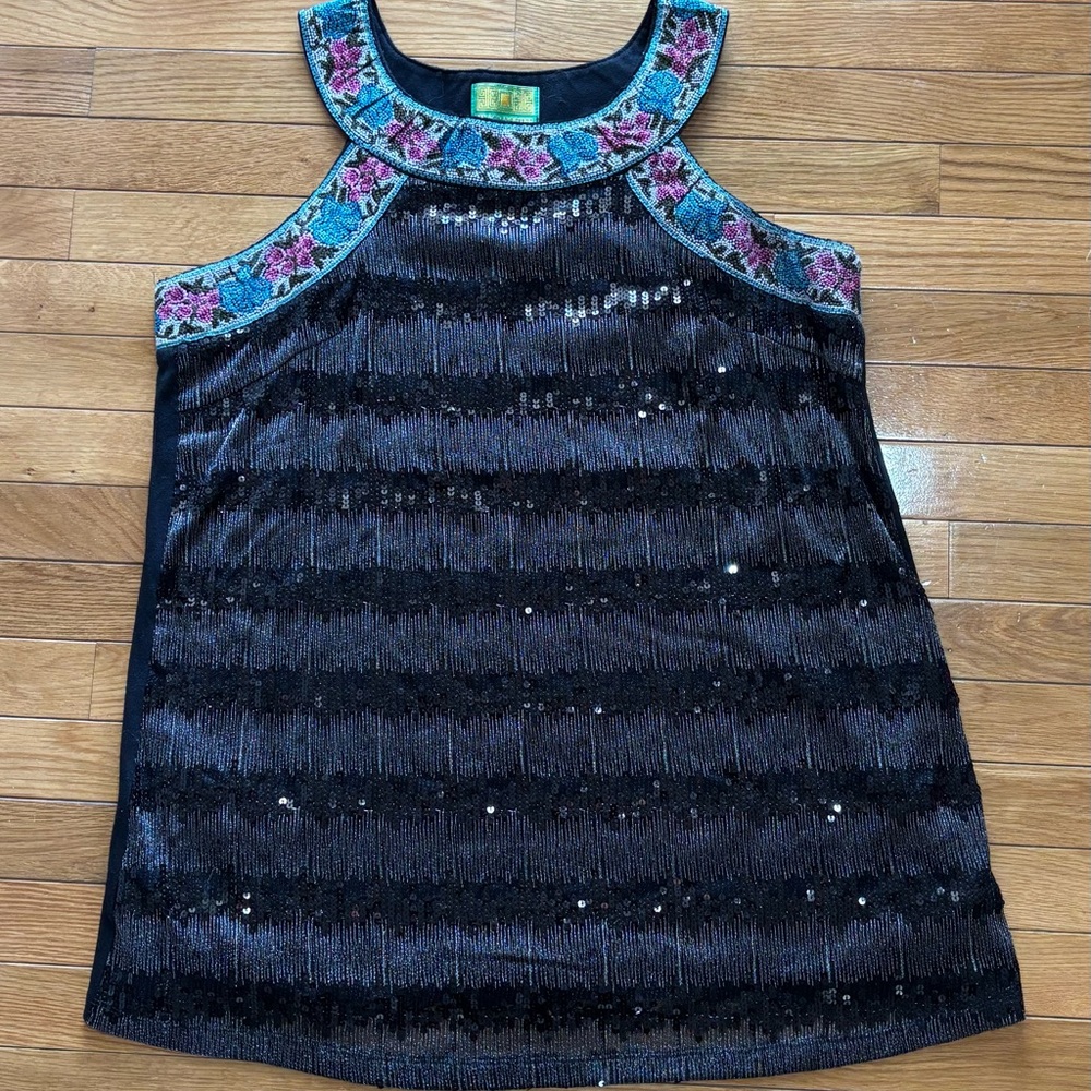 Tracy Porter Black sequined tunic size 12-14‎
